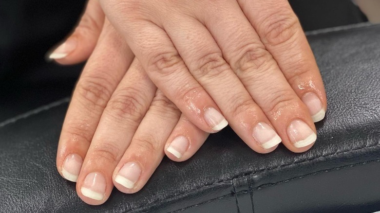 manicure with silk nail wrap
