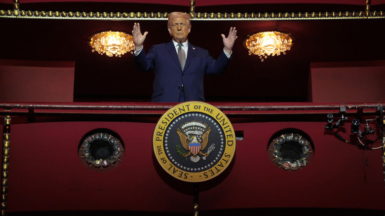 Donald Trump in the presidential box at the John F. Kennedy Center for the Performing Arts.