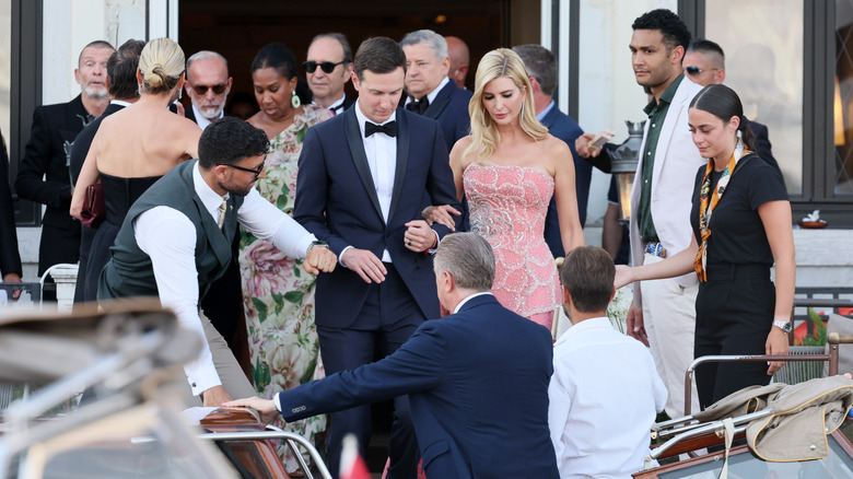 Ivanka Trump and Jared Kushner boarding a water taxi in Venice