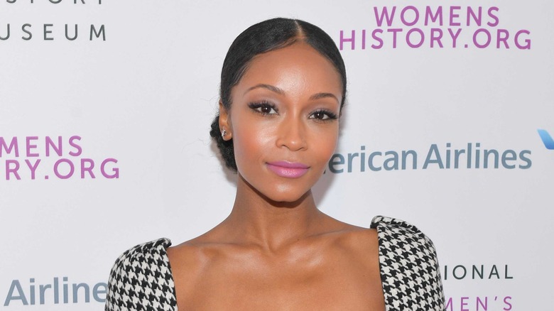 Yaya DaCosta poses on the red carpet