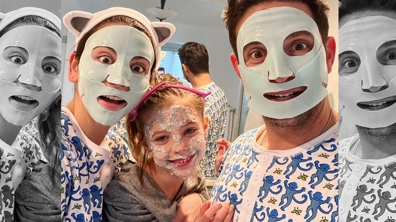 Isabella, Harper, and Brandon wearing skin-care masks