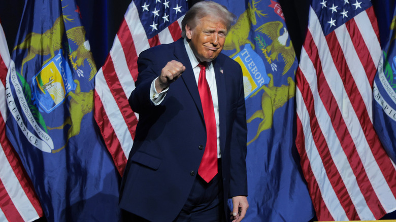 Donald Trump fist-bumping the air