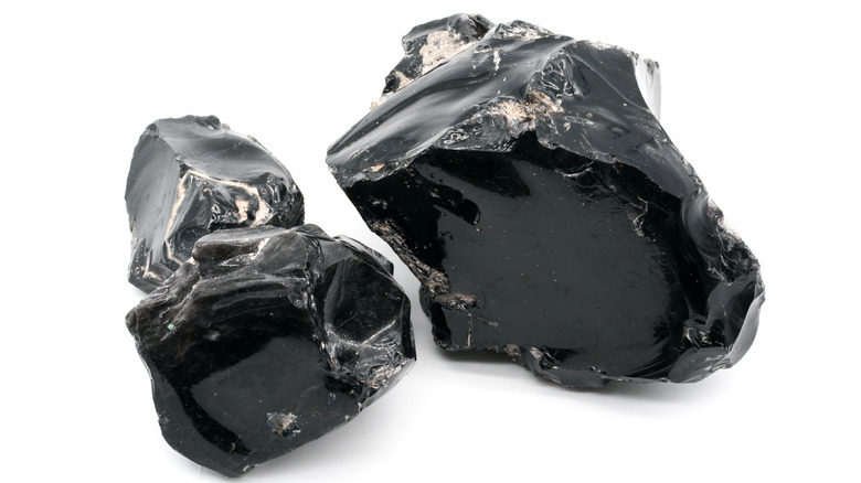 Two obsidian crystals