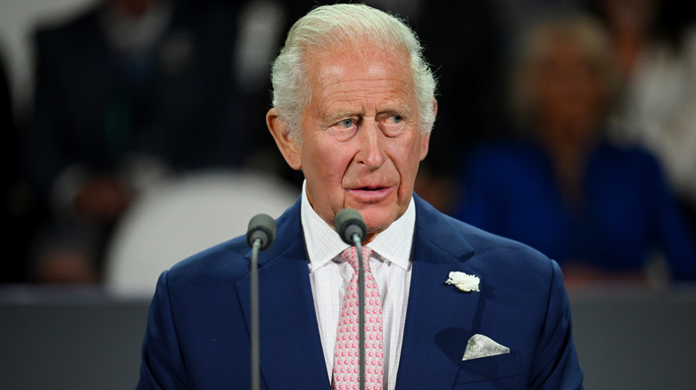 King Charles III delivering a speech