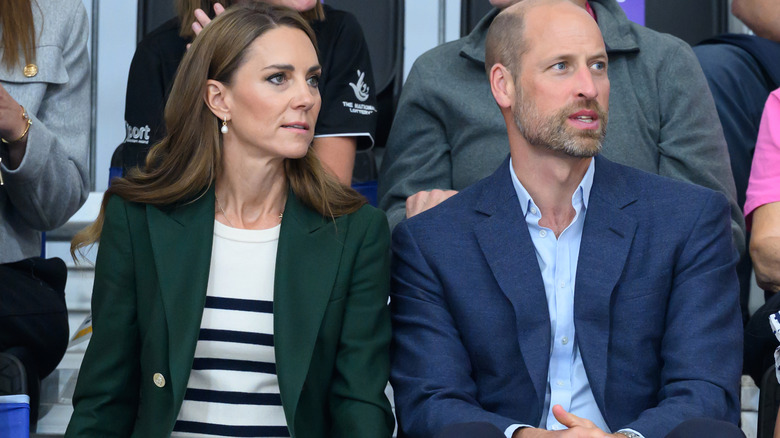 Princess Catherine and Prince William looking concerned
