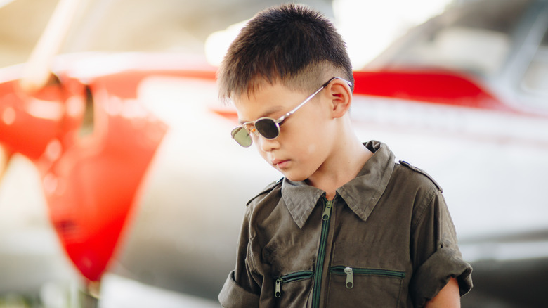 little boy with sunglasses