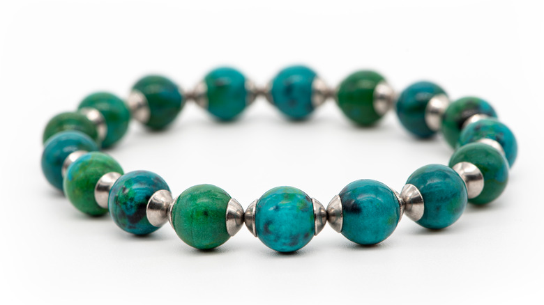 A bracelet made of chrysocolla