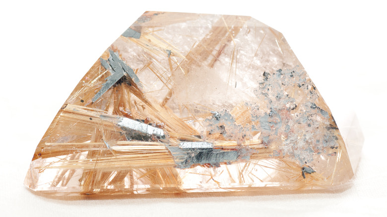 A piece of quartz infused with hematite