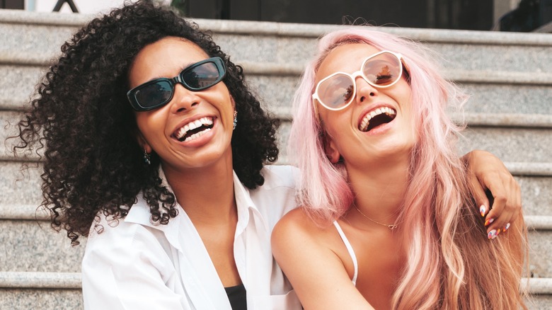 smiling women with pretty hair