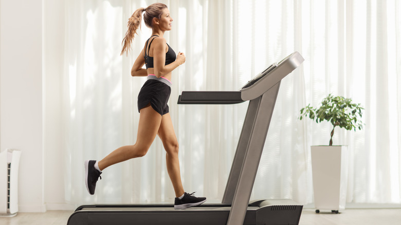 Woman running on a treadmill 