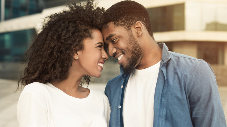 Couple smiling