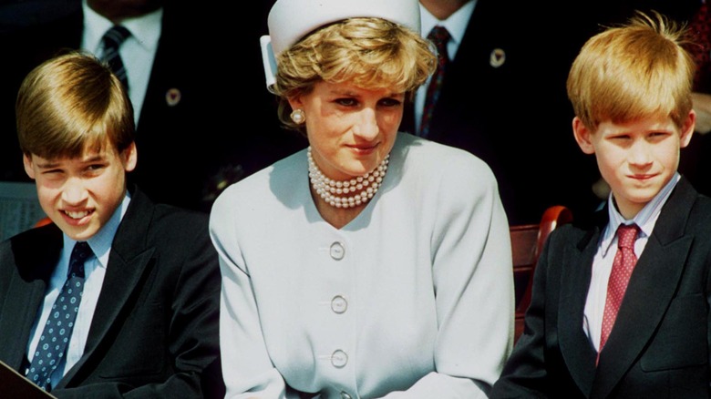 Princess Diana with Prince William and Harry