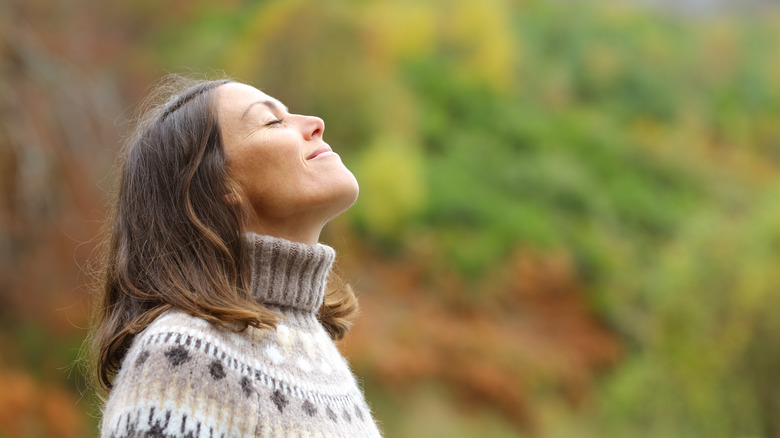 Woman outside during fall