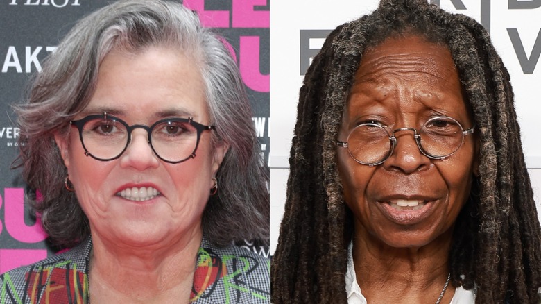 Split image of Rosie O'Donnell and Whoopi Goldberg