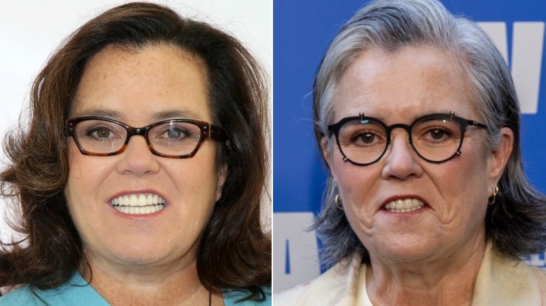 Split image of Rosie O'Donnell from 2016 and Rosie O'Donnell from 2025