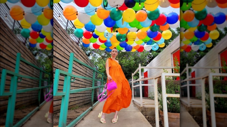Woman balloon shot