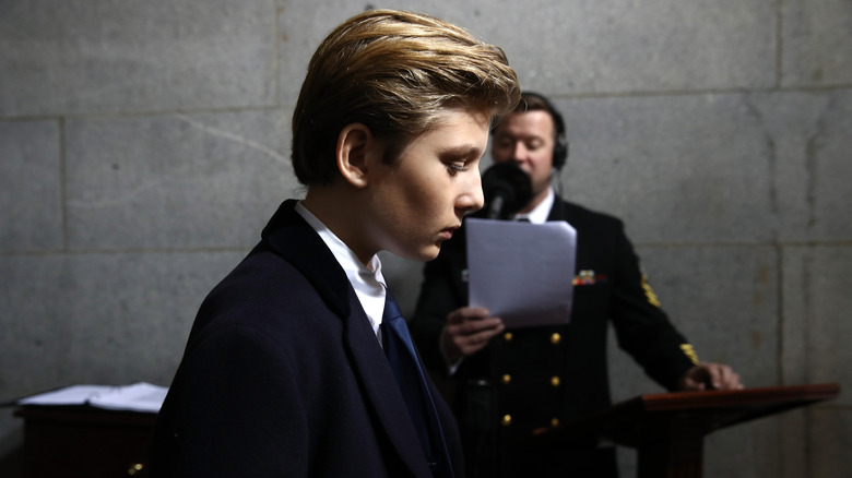 Barron Trump arrives on the West Front of the U.S. Capitol on January 20, 2017 in Washington, DC (2017)