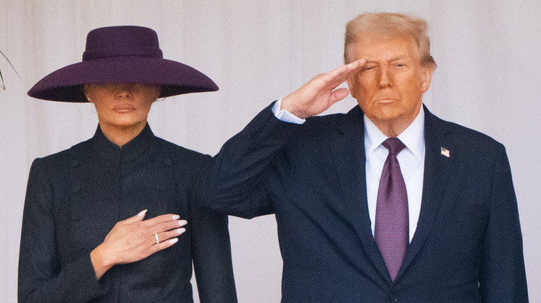 Melania and Donald Trump scowling