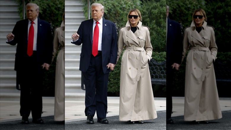 Donald and Melania Trump walking