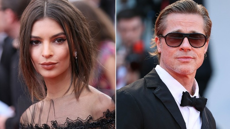 Emily Ratajkowski and Brad Pitt collage