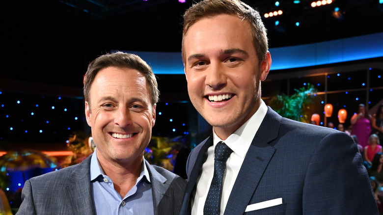 Bachelor franchise stars Chris Harrison and Peter Weber at Bachelorette finale