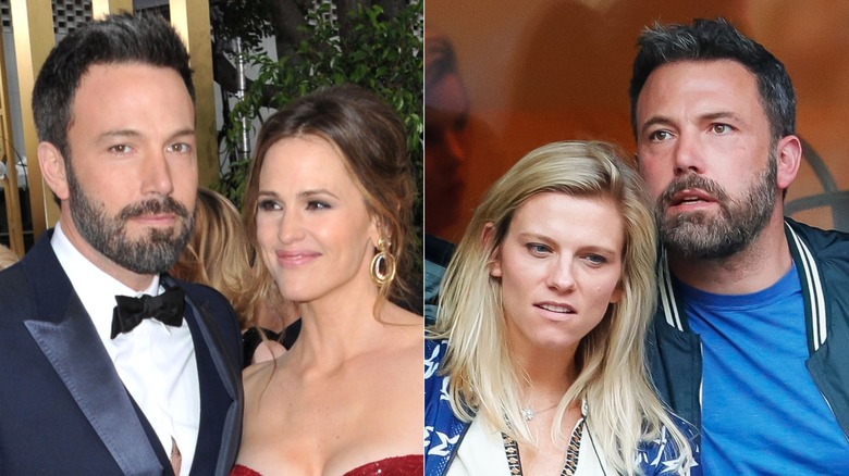 A split image of Ben Affleck with both Jennifer Garner and Lindsay Shookus