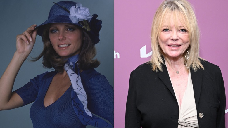 A split image showing Cheryl Tiegs in 1974 and in 2024