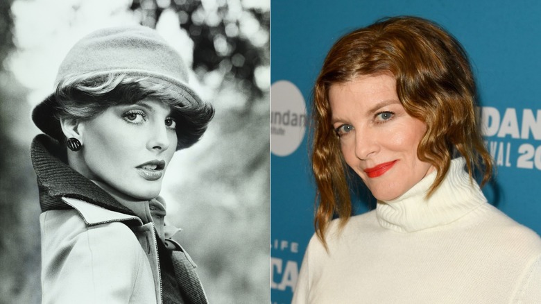 Split image of Rene Russo modeling in the 1970s and in the 2020s
