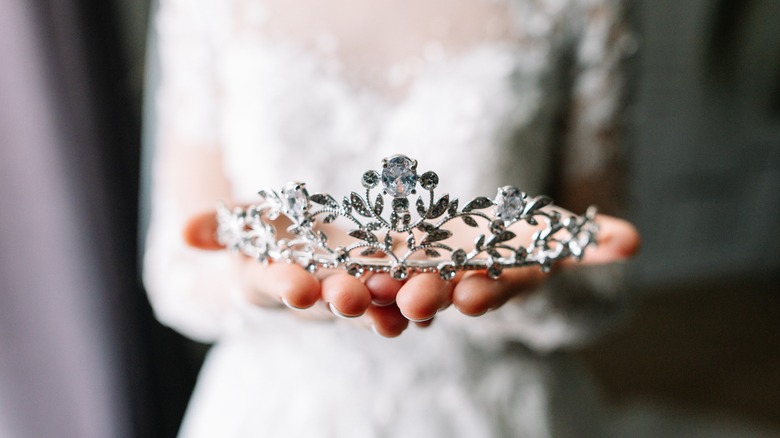 tiara and wedding dress