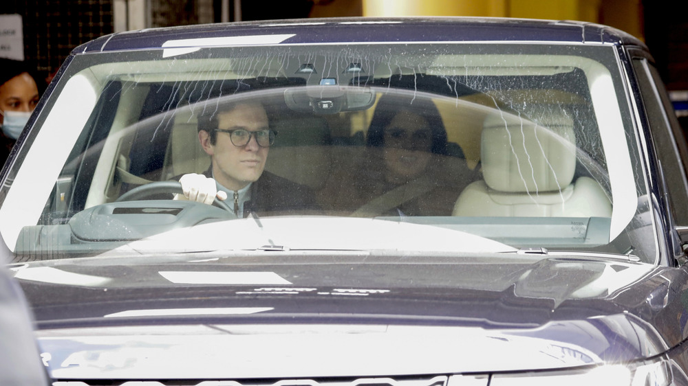 Princess Eugenie drives home from the hospital 