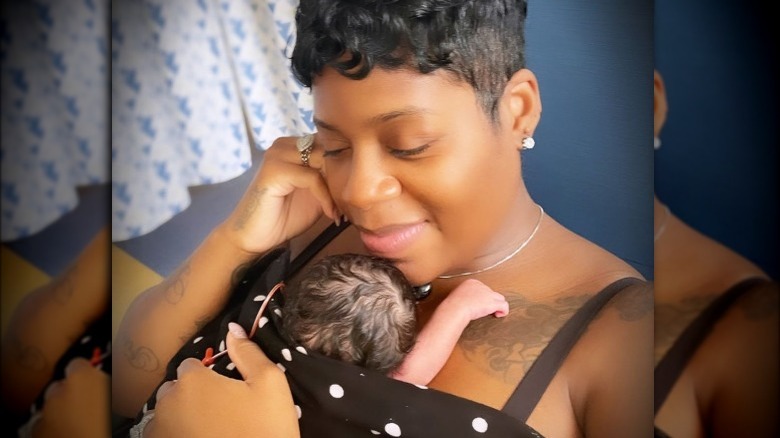 Fantasia Barrino holding her baby, Keziah