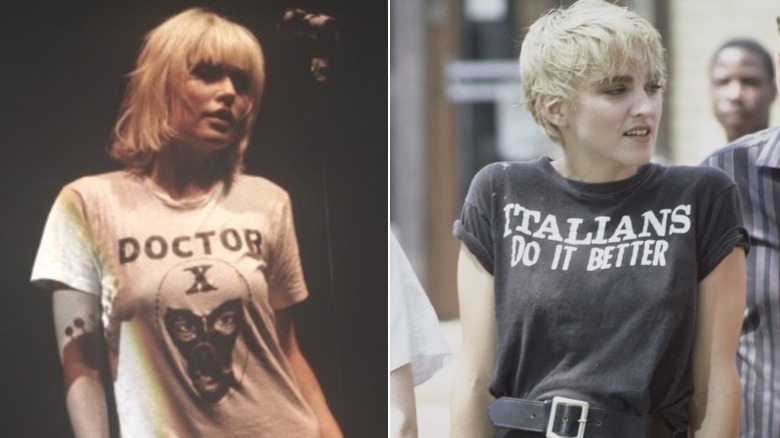 Debbie Harry of Blondie in 1980/Madonna "Papa Don't Preach", 1986