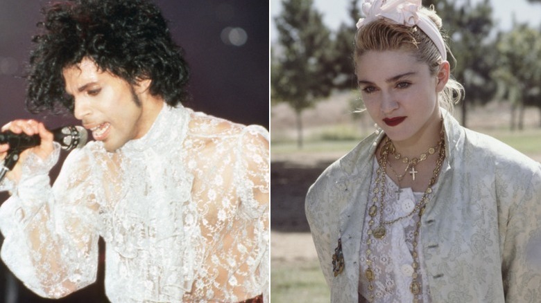 Prince Purple Rain, 1984/ Madonna at a Pro Peace rally in 1985
