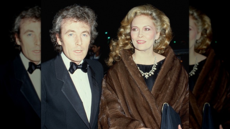 Terry O'Neill looking at the camera and Faye Dunaway smiling and gazing into the distance