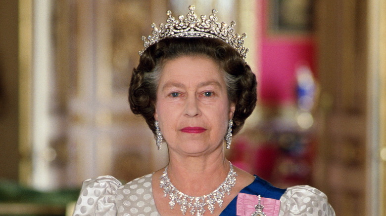 Queen Elizabeth looking serious