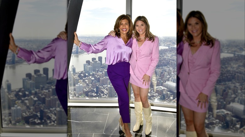 Hoda Kotb and Jenna Bush Hager posing at the Empire State Building