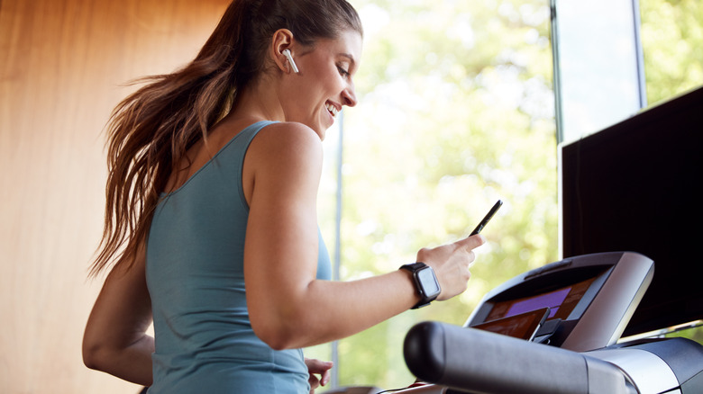 Woman running on treadmill