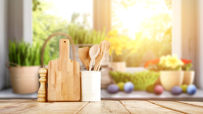 gadgets placed on kitchen counter