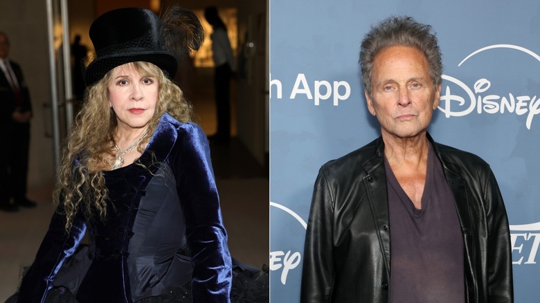 Split image of Stevie Nicks attending the Met Gala and Lindsey Buckingham attending a Disney event.
