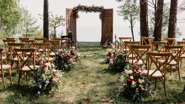 wedding arch at an outdoor wedding