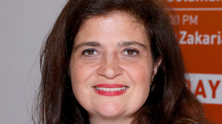 A close-up of Alex Guarnaschelli with light red lipstick