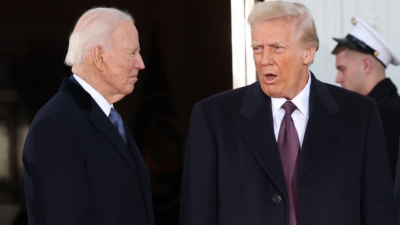 Donald Trump speaking to Joe Biden