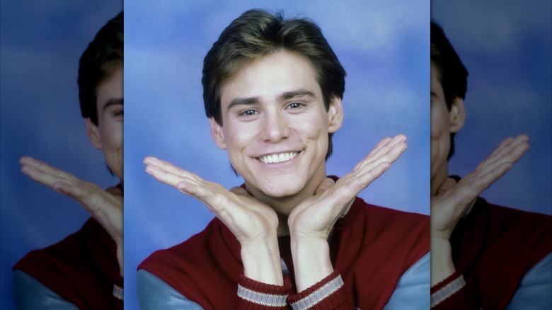 Jim Carrey posing for a promotional photo in 1985