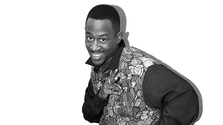 Martin Lawrence posing for a black and white photo in 1990