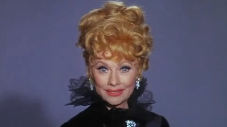 Lucille Ball looking straight down the camera in the opening title sequence of Here's Lucy