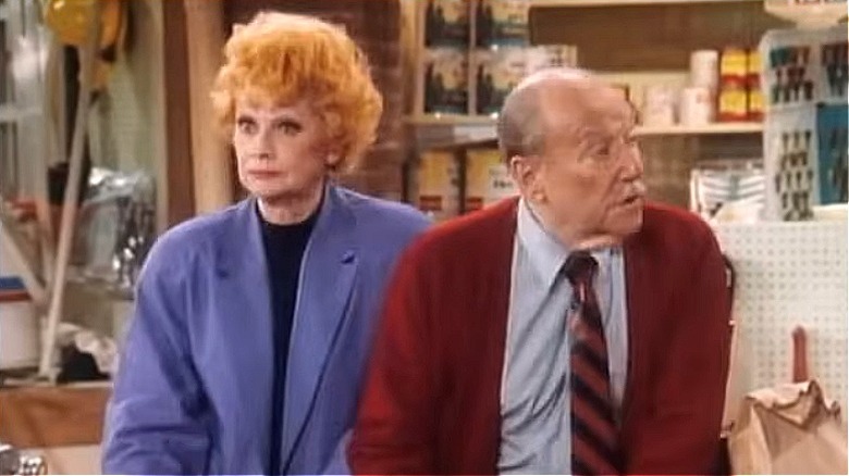 Lucille Ball and Gale Gordon in hardware store in scene from Life With Lucy