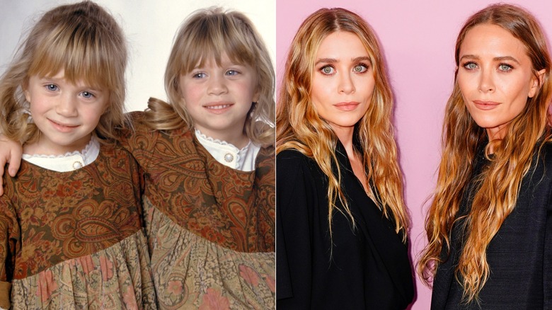 Mary-Kate and Ashley Olsen pose for photos