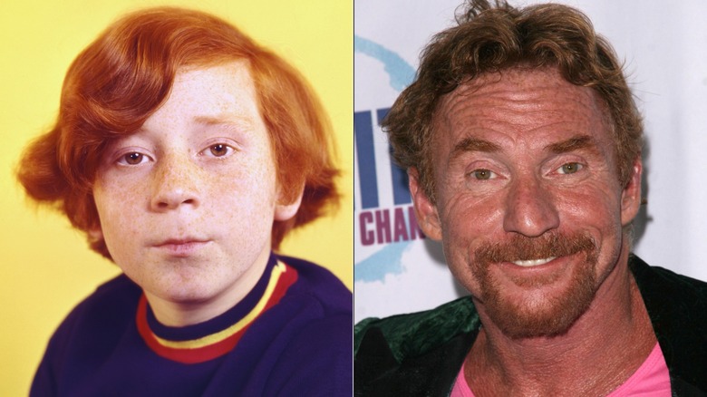Split of Danny Bonaduce in a promo pic of The Partridge Family and as an adult