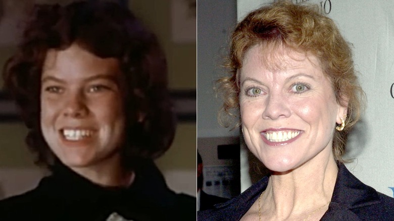 Split of Erin Moran smiling in Happy Days and as a much older woman at an event