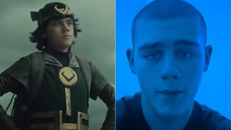 Split of Jack Veal as young Loki and older in a TikTok message